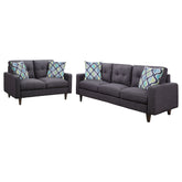 Watsonville 2-piece Upholstered Track Arm Sofa Set Grey